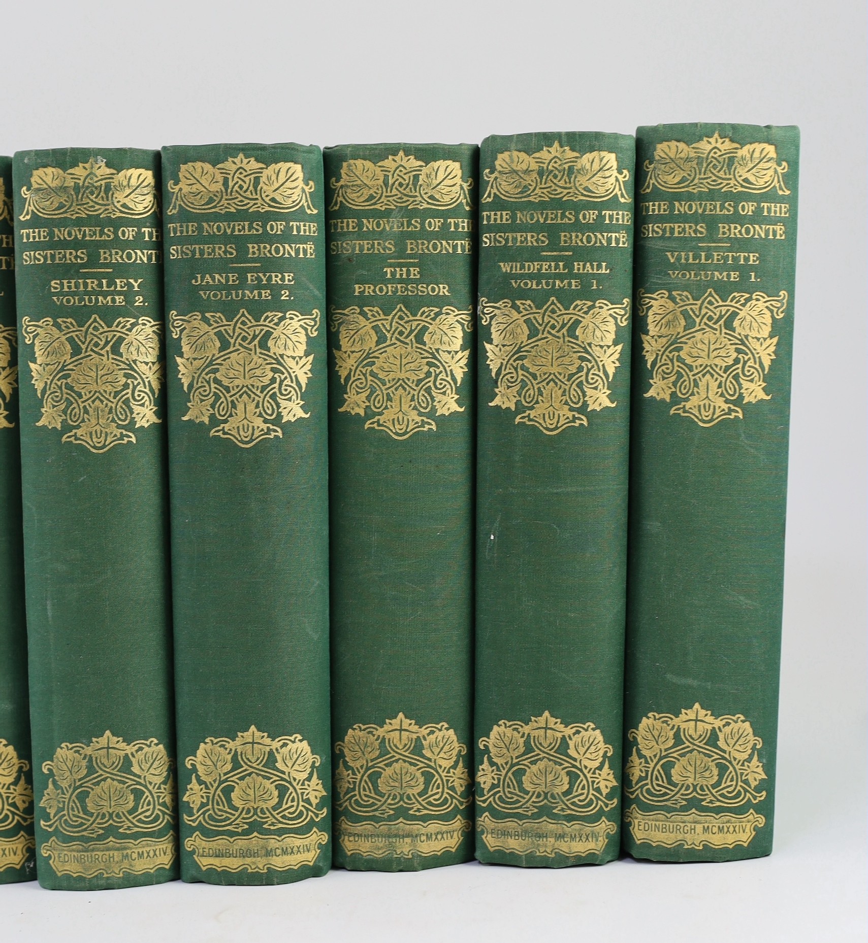 Bronte, Charlotte, Emily and Anne - Works - ‘’Novels of the Bronte Sisters’’, Thornton edition, edited by Temple Scott, 12 vols, 8vo, original green cloth gilt, John Grant, Edinburgh, 1924